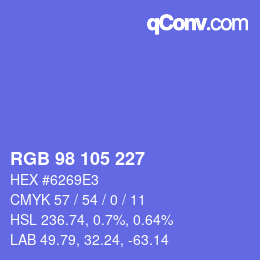 カラーコード: RGB 98 105 227 | qconv.com