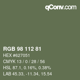 Código de color: RGB 98 112 81 | qconv.com