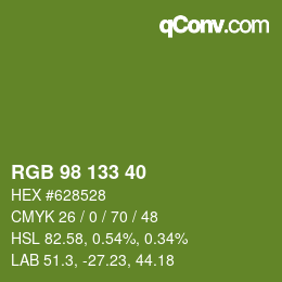 Código de color: RGB 98 133 40 | qconv.com