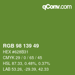 Color code: RGB 98 139 49 | qconv.com