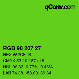 Code couleur: RGB 98 207 27 | qconv.com