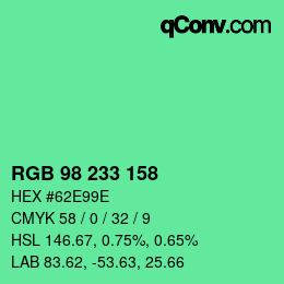 Código de color: RGB 98 233 158 | qconv.com