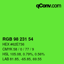 Code couleur: RGB 98 231 54 | qconv.com