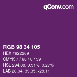 Color code: RGB 98 34 105 | qconv.com