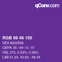 Código de color: RGB 98 46 150 | qconv.com