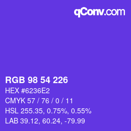 Código de color: RGB 98 54 226 | qconv.com