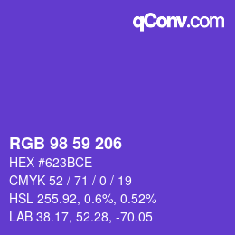 Código de color: RGB 98 59 206 | qconv.com