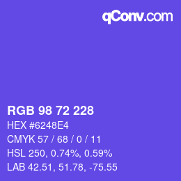 Farbcode: RGB 98 72 228 | qconv.com