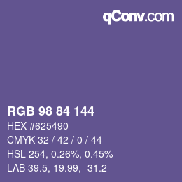 Code couleur: RGB 98 84 144 | qconv.com