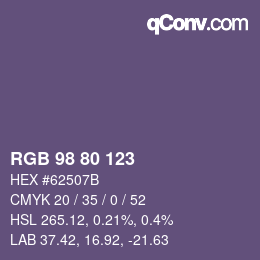 Code couleur: RGB 98 80 123 | qconv.com