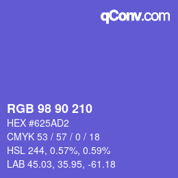 Código de color: RGB 98 90 210 | qconv.com