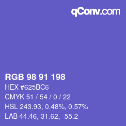 Código de color: RGB 98 91 198 | qconv.com