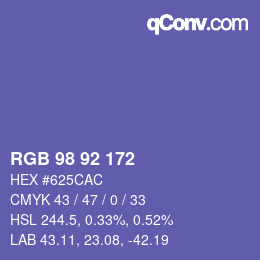 Código de color: RGB 98 92 172 | qconv.com