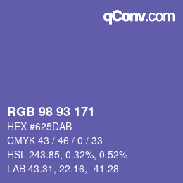 Código de color: RGB 98 93 171 | qconv.com