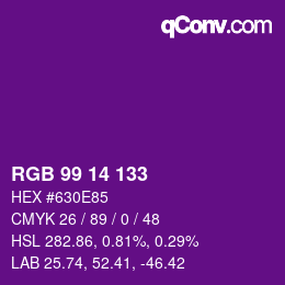 Color code: RGB 99 14 133 | qconv.com