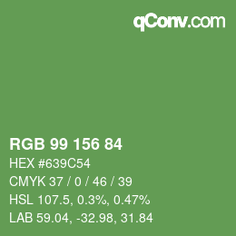 Color code: RGB 99 156 84 | qconv.com