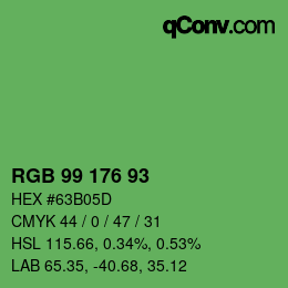 Color code: RGB 99 176 93 | qconv.com