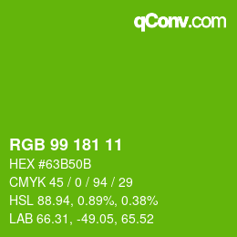 Color code: RGB 99 181 11 | qconv.com