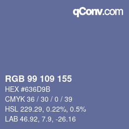 Código de color: RGB 99 109 155 | qconv.com