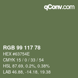 Color code: RGB 99 117 78 | qconv.com