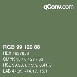 Código de color: RGB 99 120 88 | qconv.com