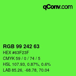 Color code: RGB 99 242 63 | qconv.com