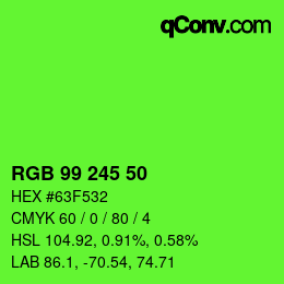 Code couleur: RGB 99 245 50 | qconv.com