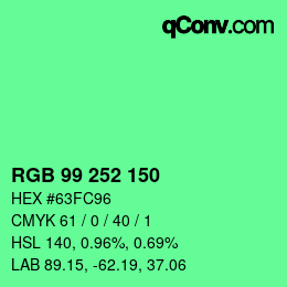 Código de color: RGB 99 252 150 | qconv.com