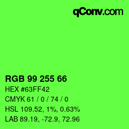 Farbcode: RGB 99 255 66 | qconv.com