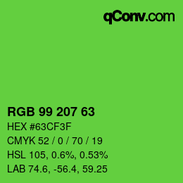 Code couleur: RGB 99 207 63 | qconv.com