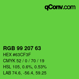 Code couleur: RGB 99 207 63 | qconv.com