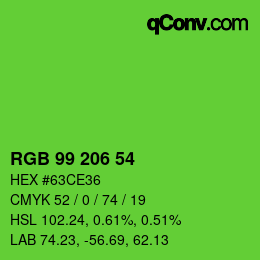 Color code: RGB 99 206 54 | qconv.com