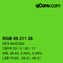 Code couleur: RGB 99 211 38 | qconv.com