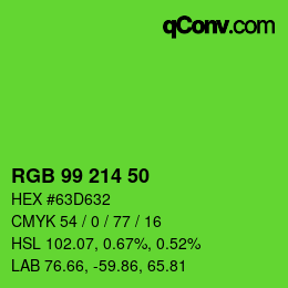 Color code: RGB 99 214 50 | qconv.com