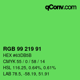 Code couleur: RGB 99 219 91 | qconv.com