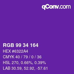 カラーコード: RGB 99 34 164 | qconv.com