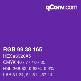 Color code: RGB 99 38 165 | qconv.com