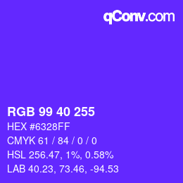 Color code: RGB 99 40 255 | qconv.com