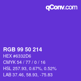 Color code: RGB 99 50 214 | qconv.com