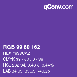 Code couleur: RGB 99 60 162 | qconv.com