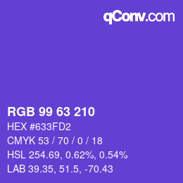 Farbcode: RGB 99 63 210 | qconv.com