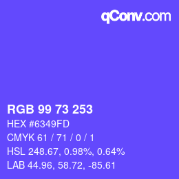 Farbcode: RGB 99 73 253 | qconv.com