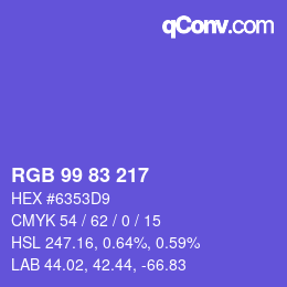 カラーコード: RGB 99 83 217 | qconv.com