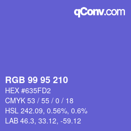 Farbcode: RGB 99 95 210 | qconv.com