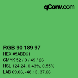 カラーコード: RGB 90 189 97 | qconv.com