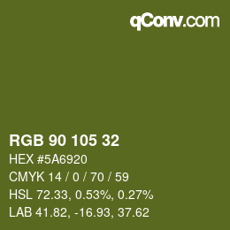 カラーコード: RGB 90 105 32 | qconv.com