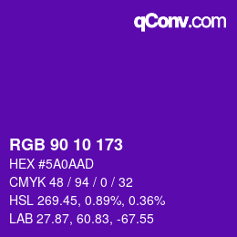 Código de color: RGB 90 10 173 | qconv.com