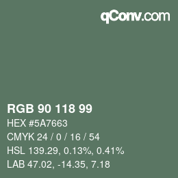 Farbcode: RGB 90 118 99 | qconv.com