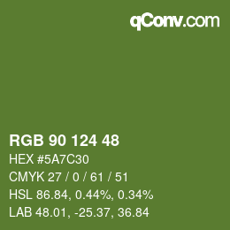 Código de color: RGB 90 124 48 | qconv.com