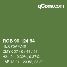 Código de color: RGB 90 124 64 | qconv.com